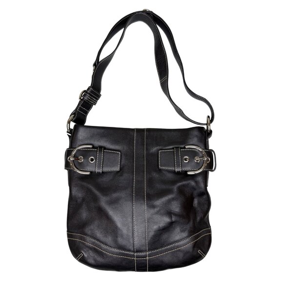 Y2K Coach Black Leather Soho Slim Duffle Shoulder Bag 1452 - Picture 1 of 9